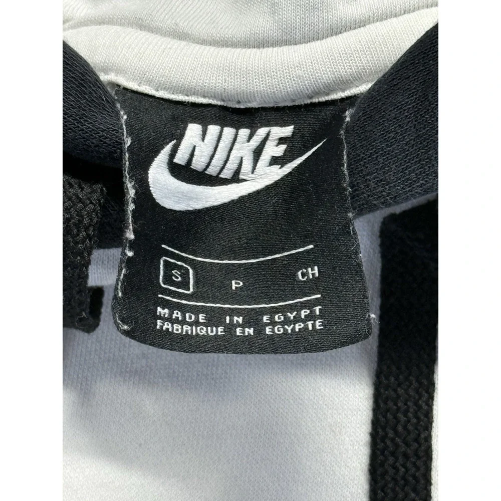 Nike Hoodie Small White Black Swoosh Pullover Sweatshirt shoe of champions retro